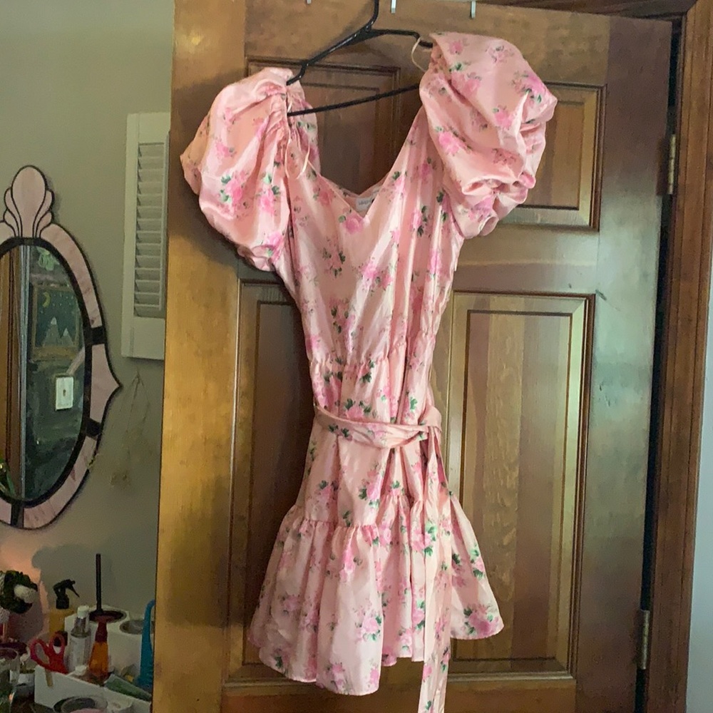 LoveShackFancy for Target pink floral dress.